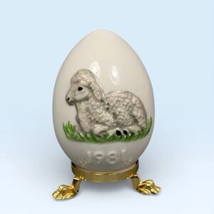 Goebel Easter Egg on Stand Easter Lamb W. Germany Porcelain Vintage 1981